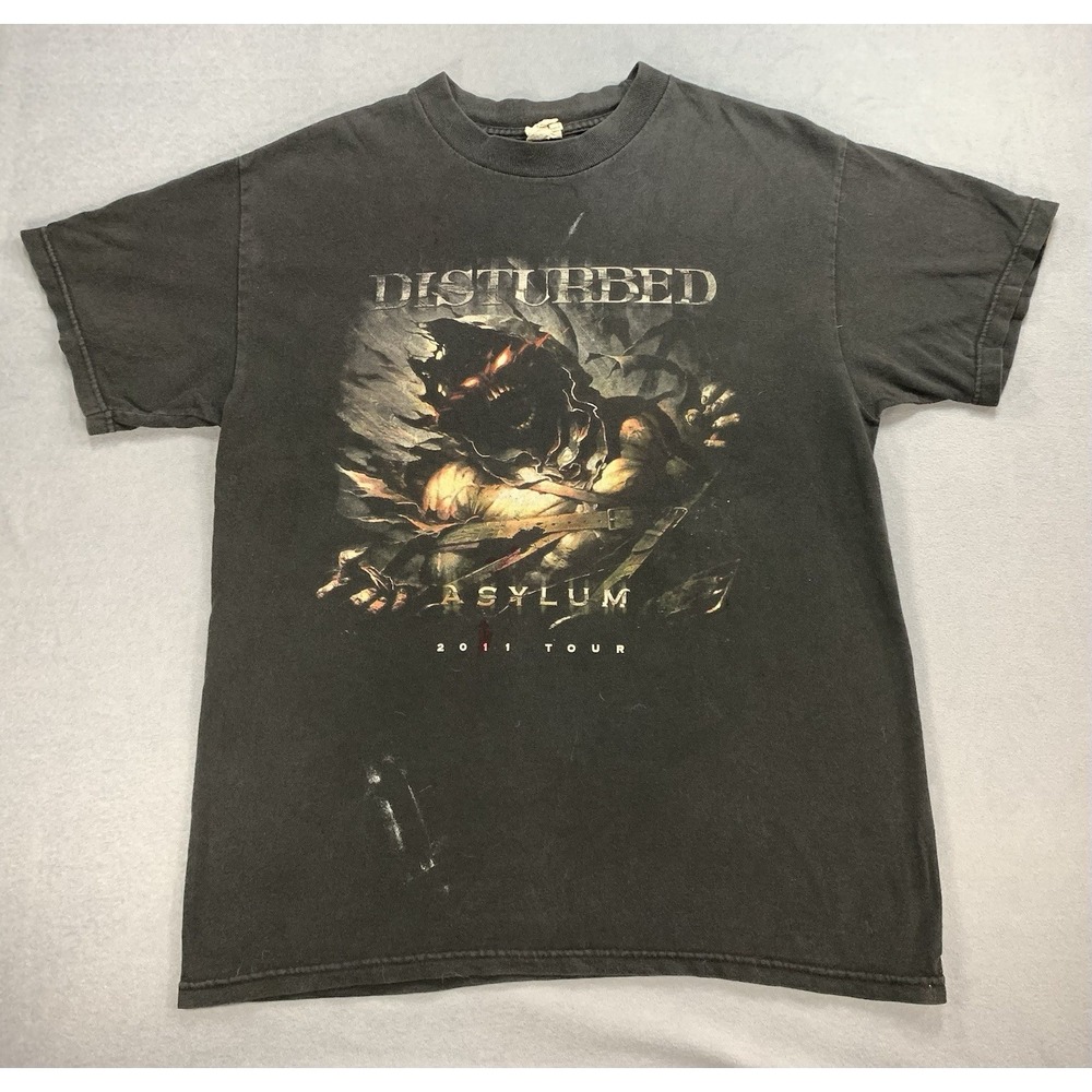 Disturbed Asylum 2011 Tour Shirt Mens Medium Black Korn Sevendust Nu Metal Tee